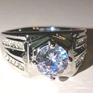 Mens Engagement 14k White Gold Plated Ring Sz 11